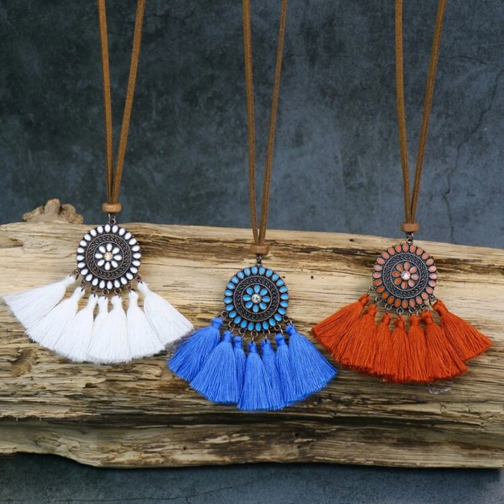 Boho Tassel Necklace Set